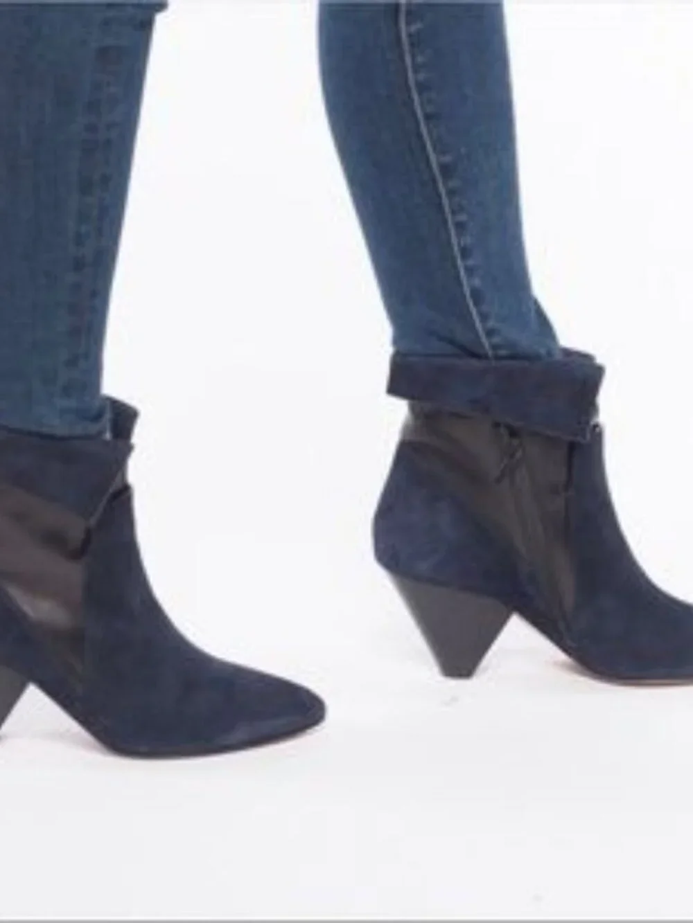 Womens Veronica Beard Laurel Navy Suede Cone Heeled Ankle Booties 38 US/7.5